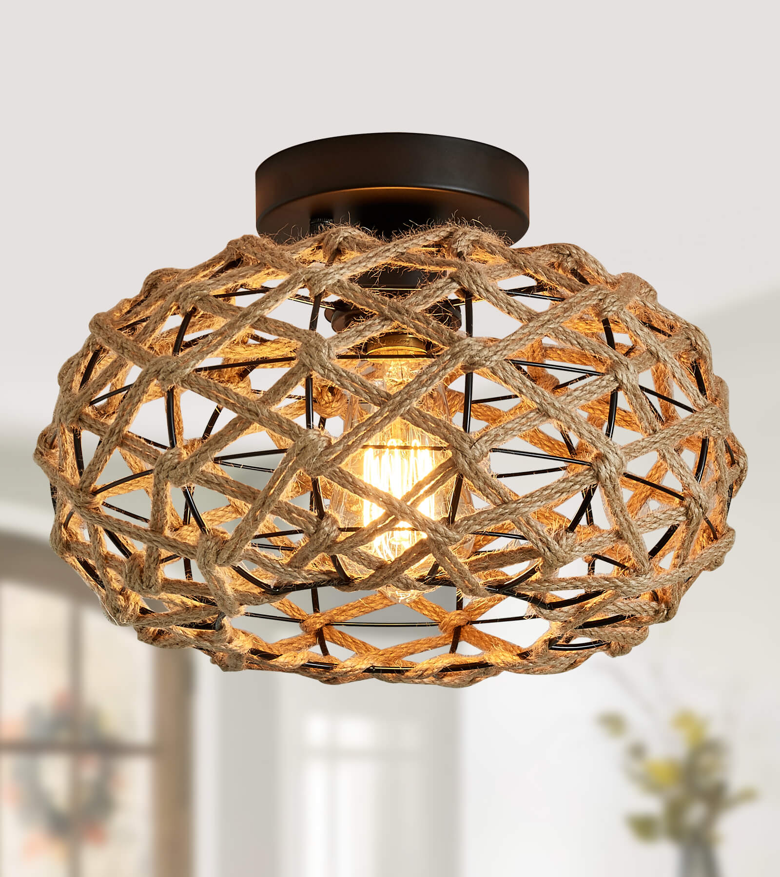 Flush mount store ceiling light coastal