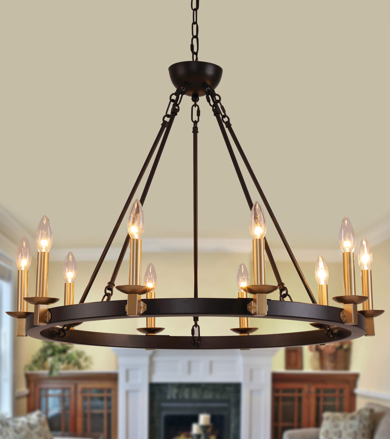 Wagon wheel outlet pendant light