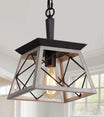 Q&S Farmhouse 1-Light Metal Square Pendant Light
