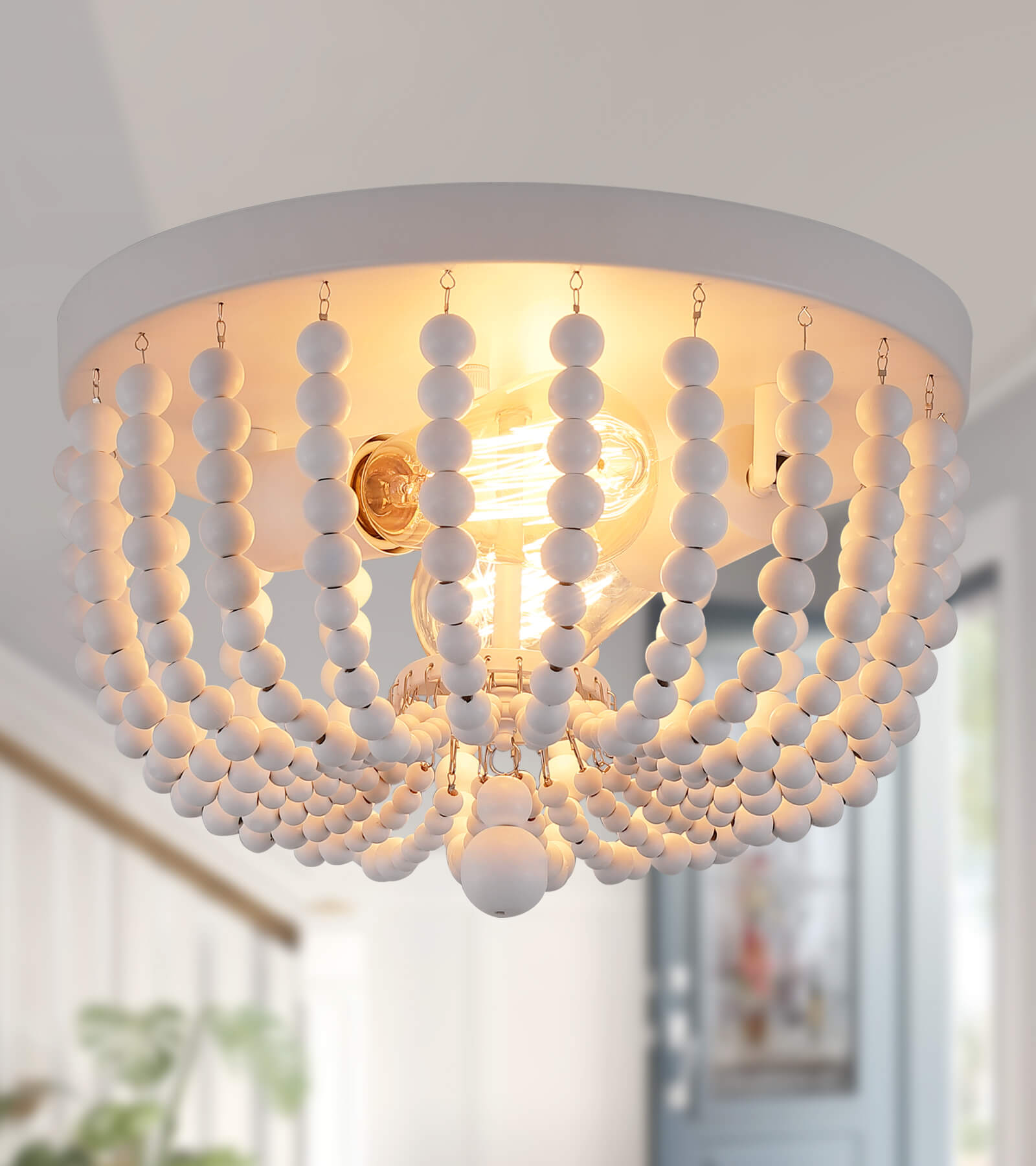 Beaded semi online flush mount light