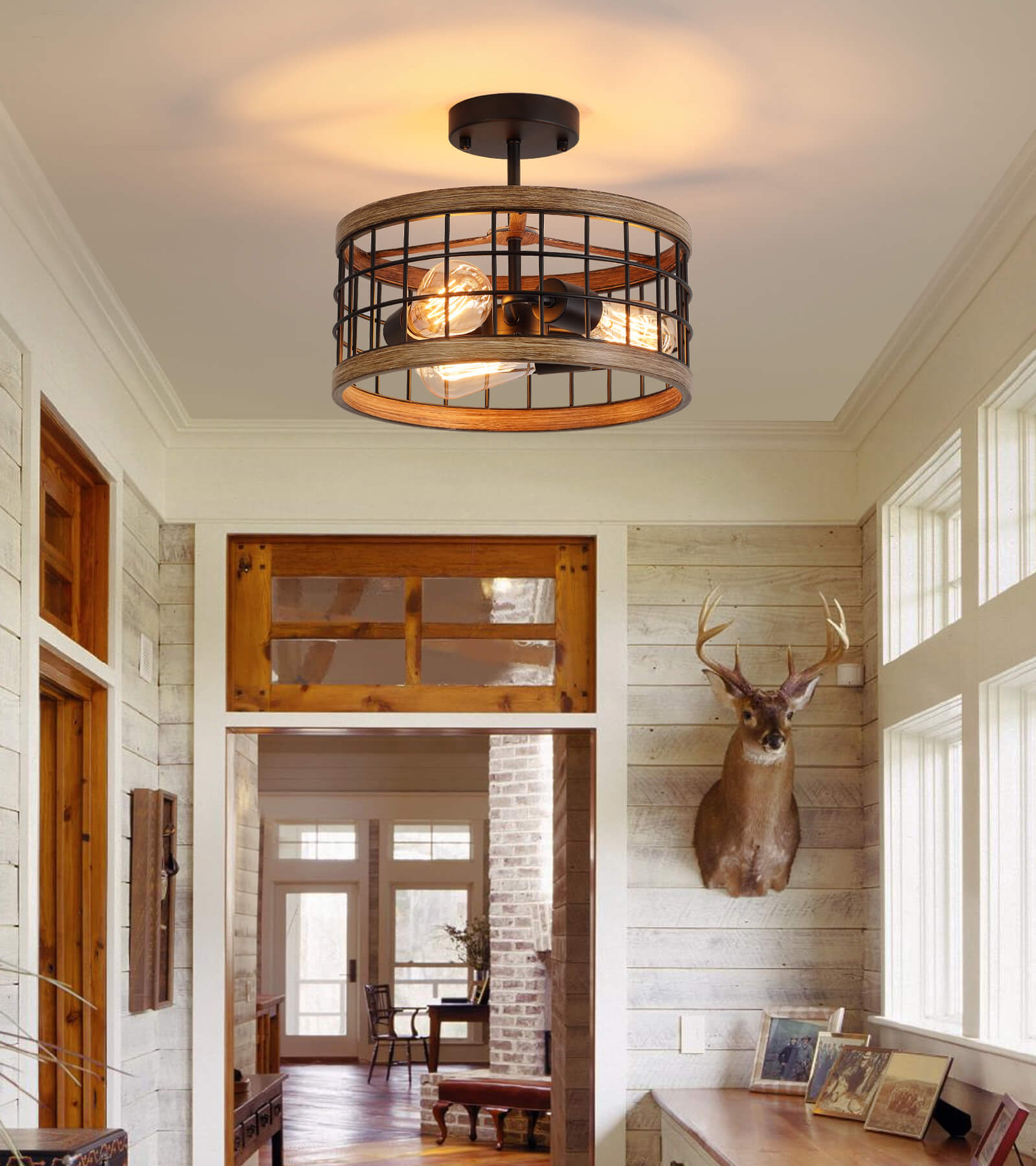 Wood flush mount light outlet fixtures