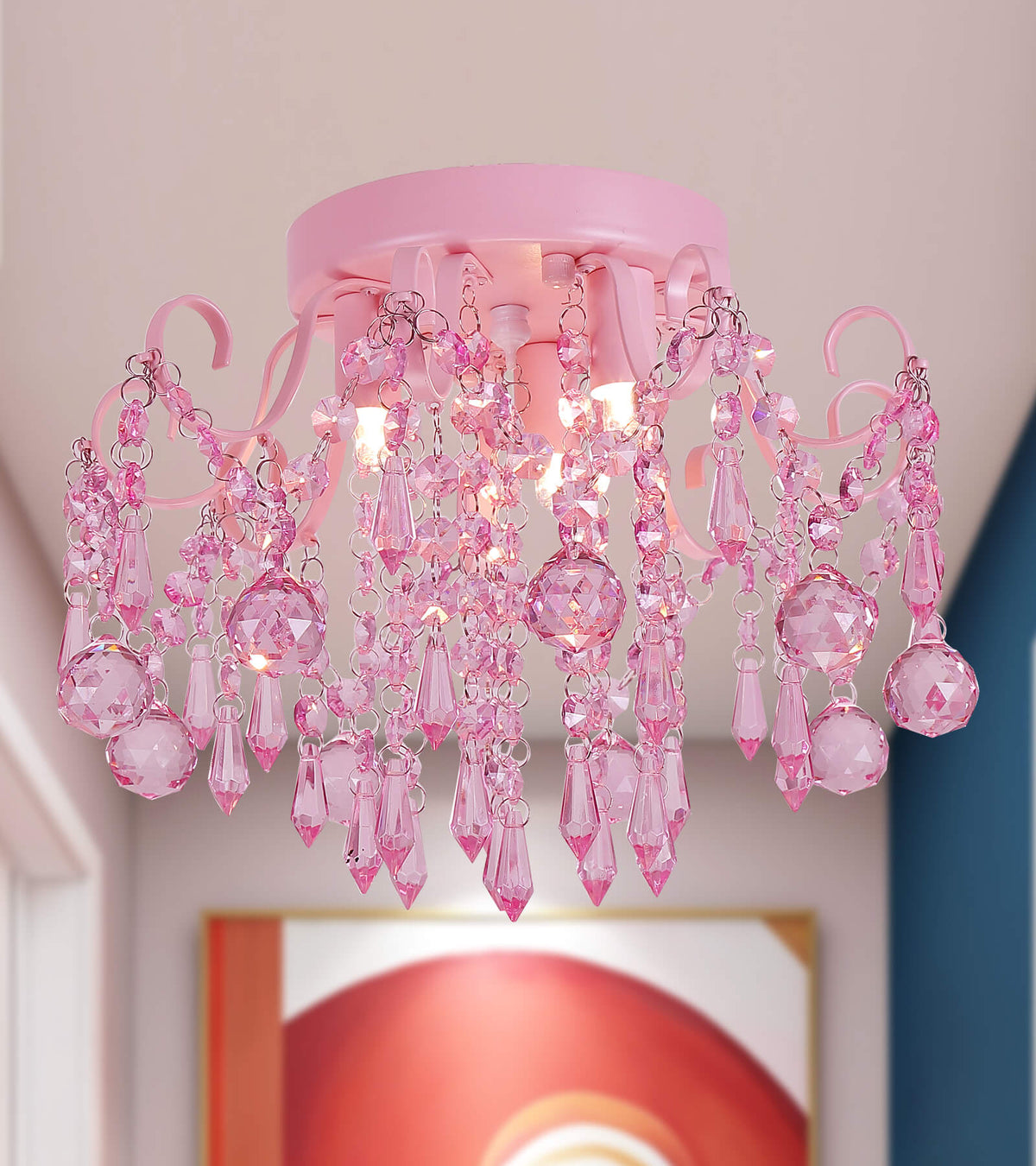 Pink Chandelier Light Kit For Ceiling Fan | Shelly Lighting