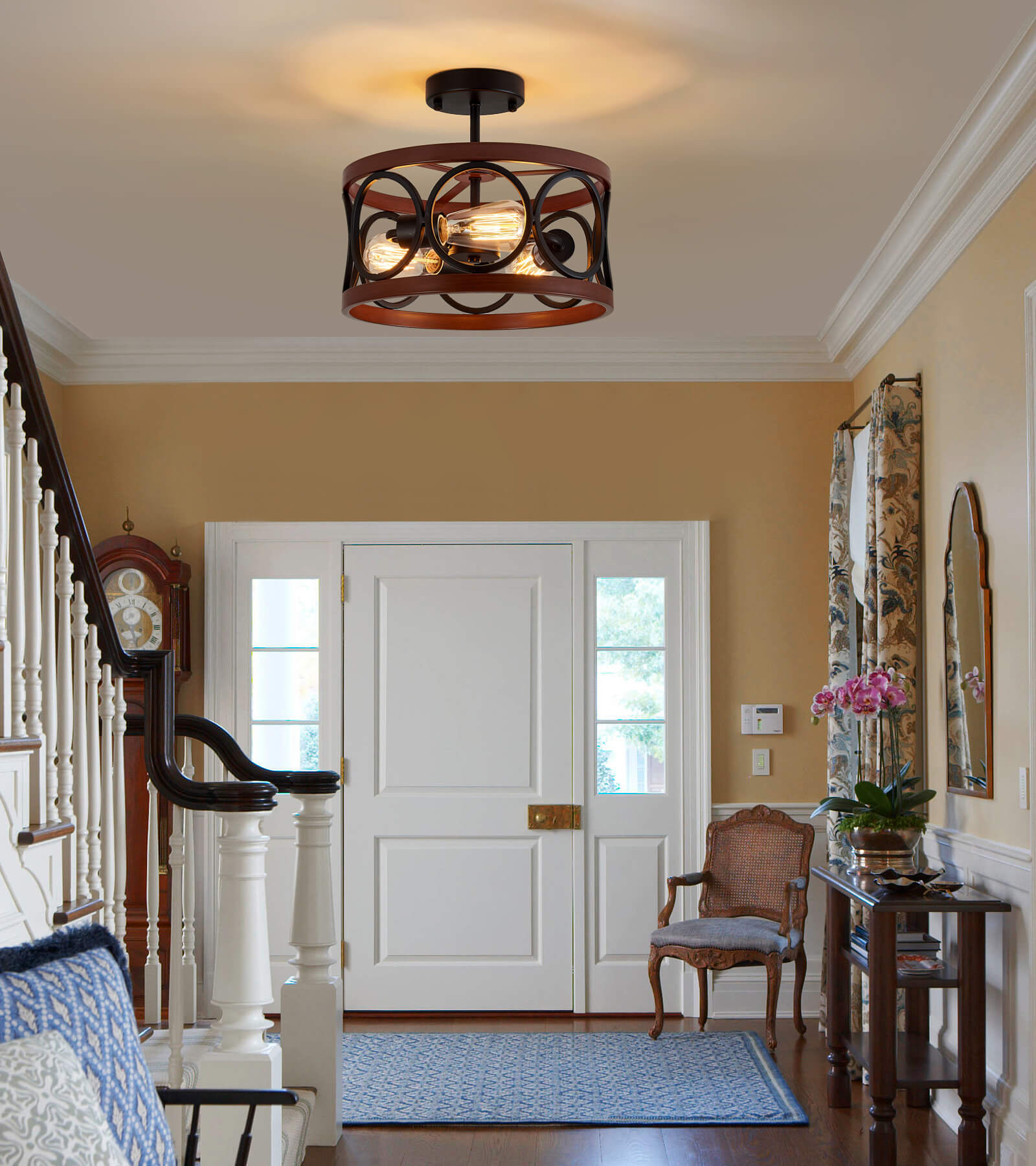 Semi flush ceiling on sale light farmhouse