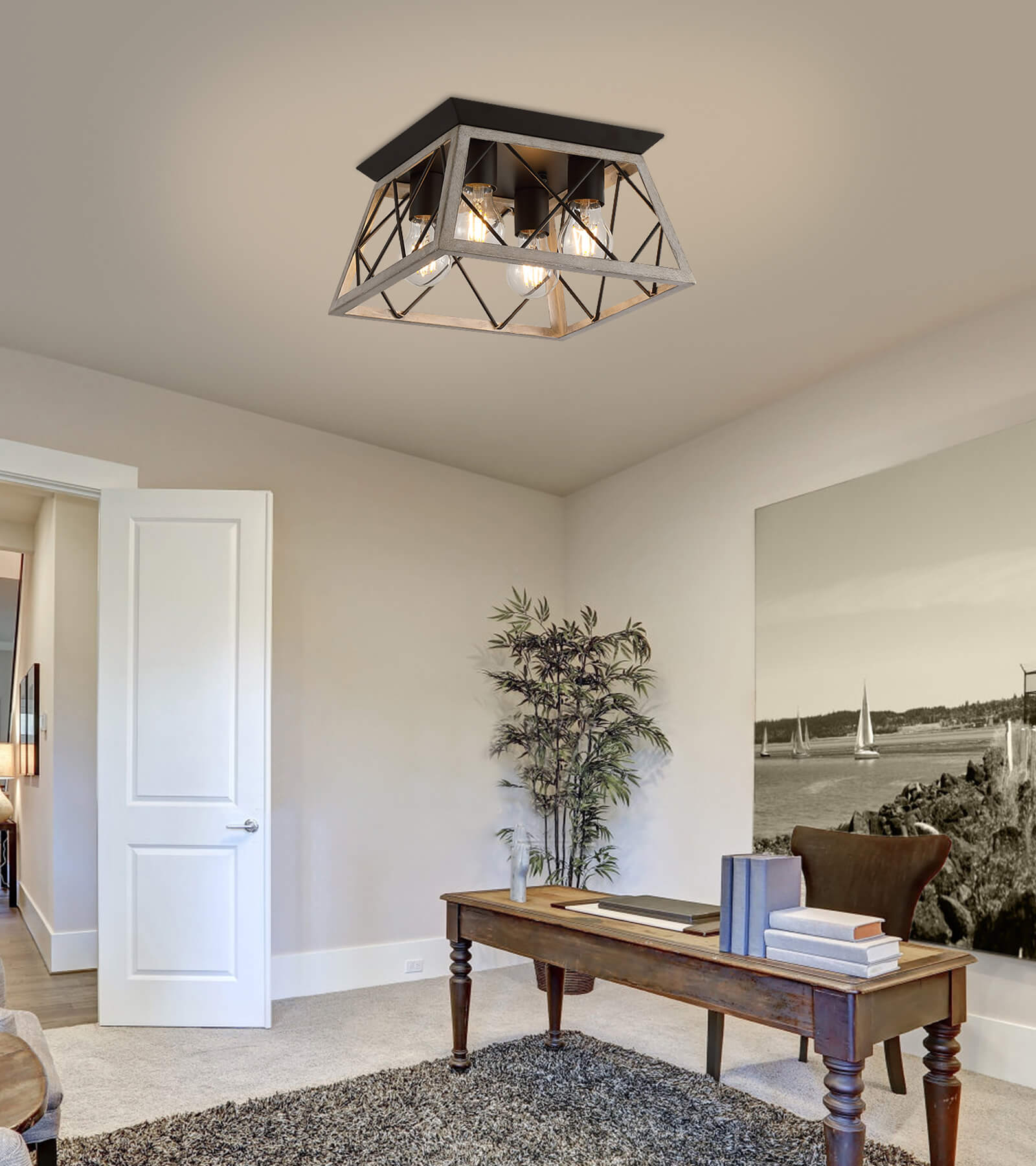 4 light flush mount deals ceiling fixture