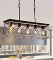 Q&S Farmhouse Rustic Metal Linear Rectangular Chandelier