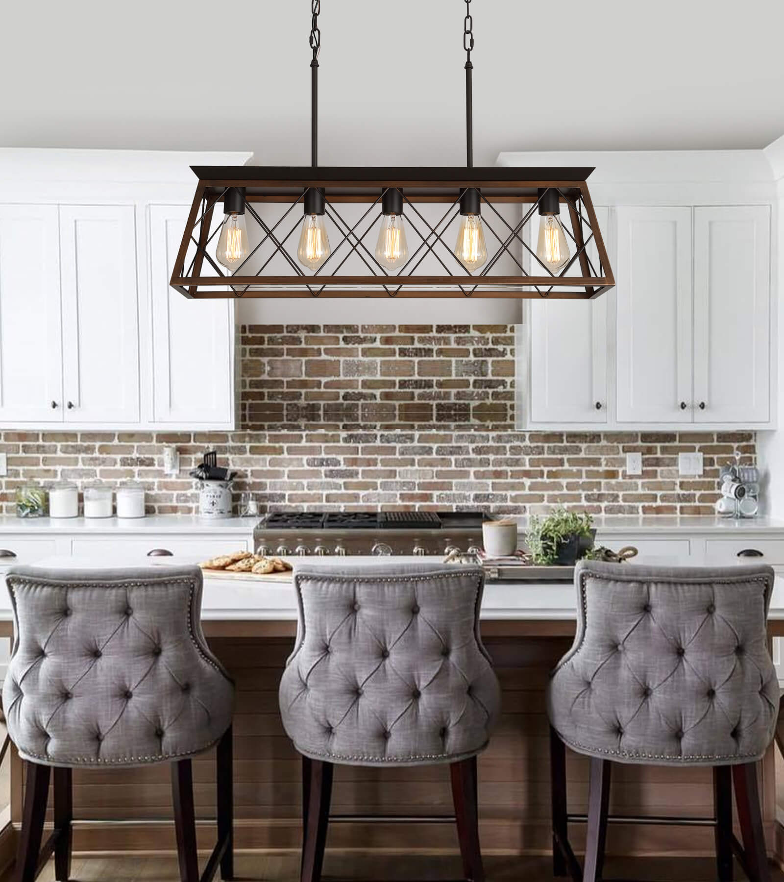 Rectangular chandelier dining store room