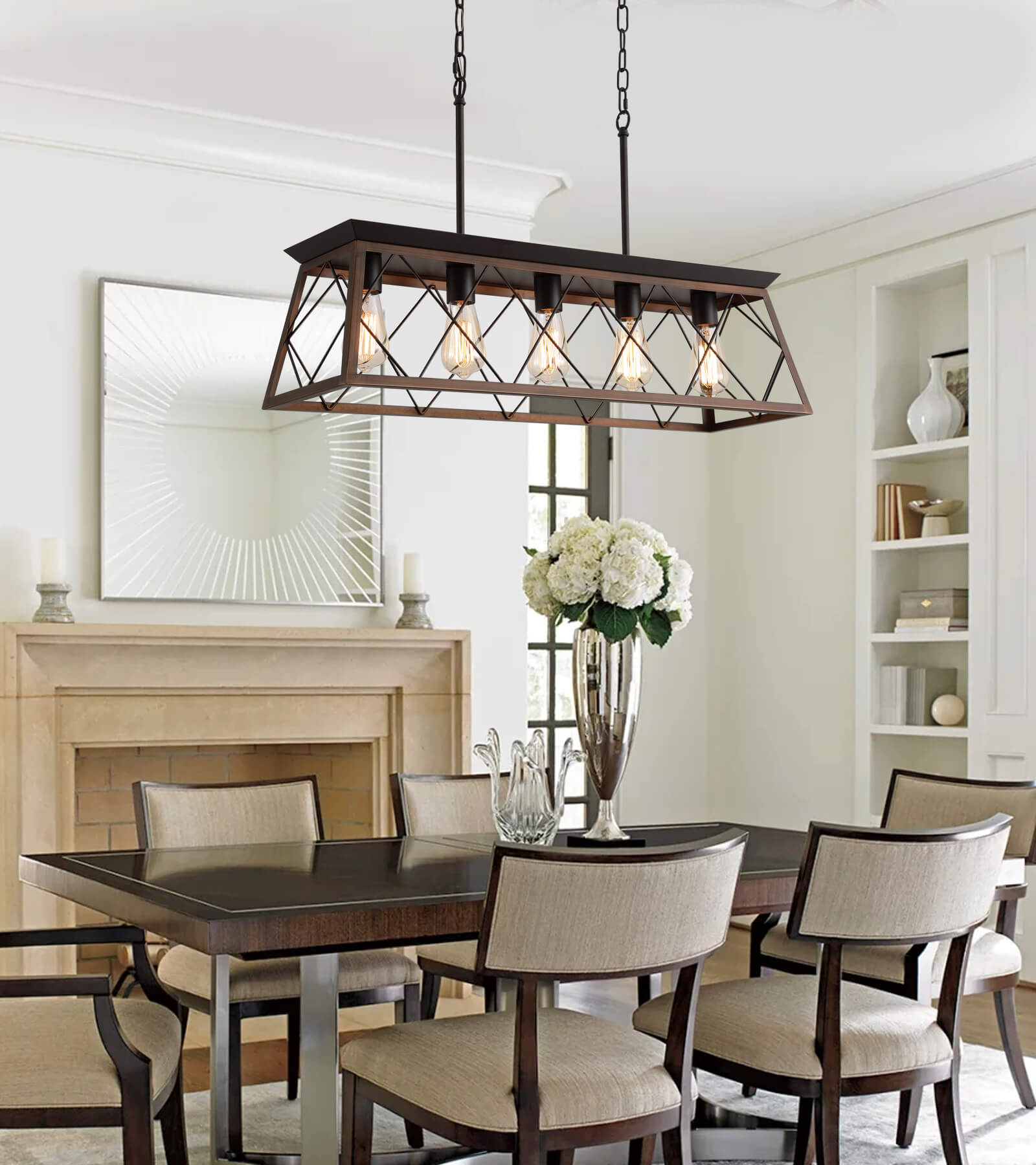 Bronze rectangular online chandelier