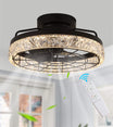 Modern Crystal Black LED Ceiling Fans with Lights & Remote with Crystal Edge Trim