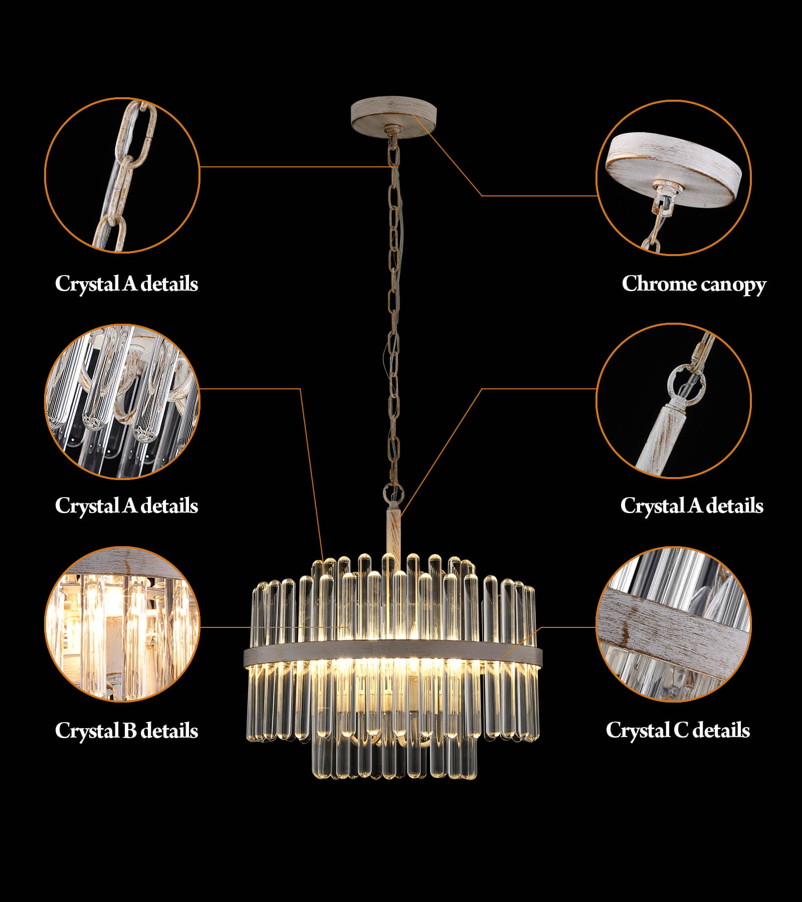 Q&S Modern Crystal Luxury Glass Chandelier