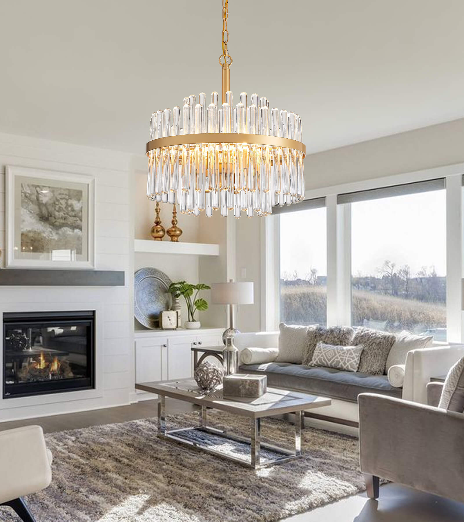 Glass and crystal pendant lighting store modern chandelier