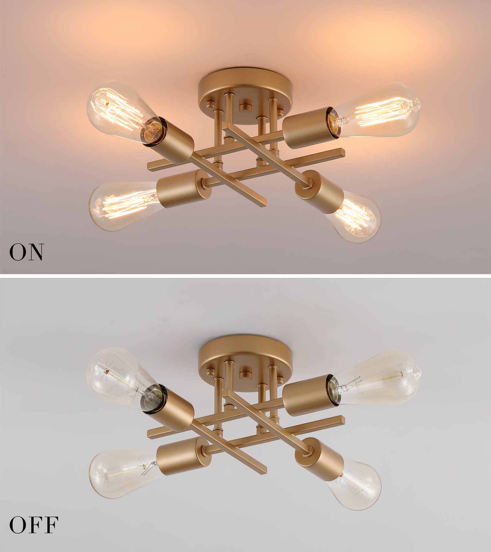 AMZASA Modern Industrial 4-Light Metal Ceiling Light