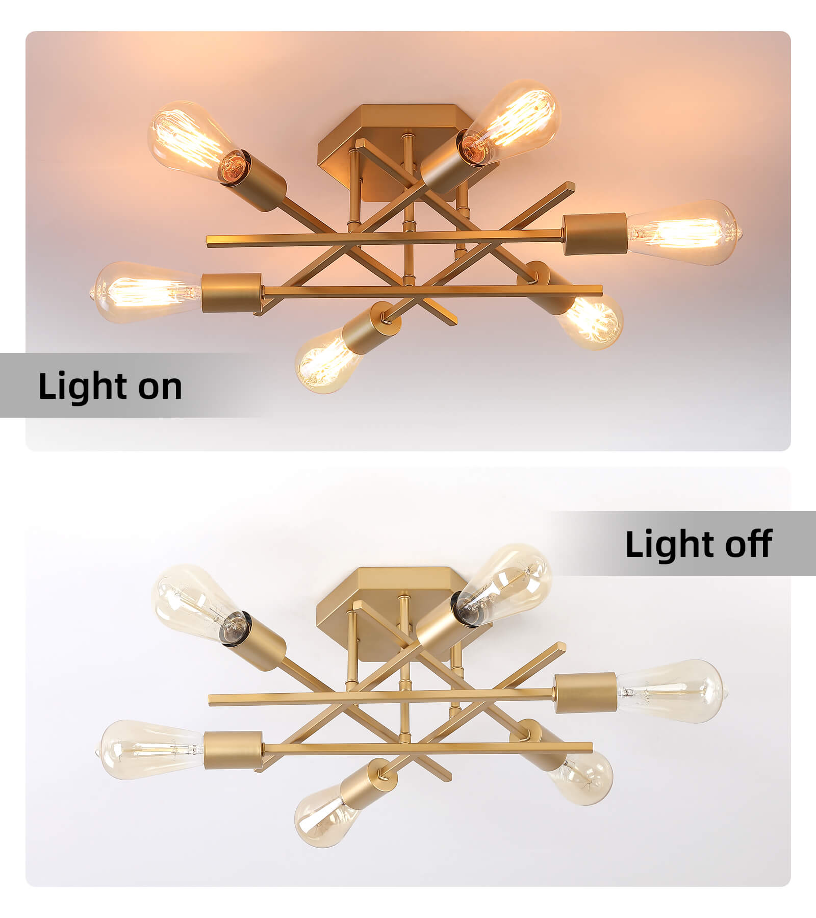 AMZASA Modern Industrial 6-Light Metal Ceiling Light