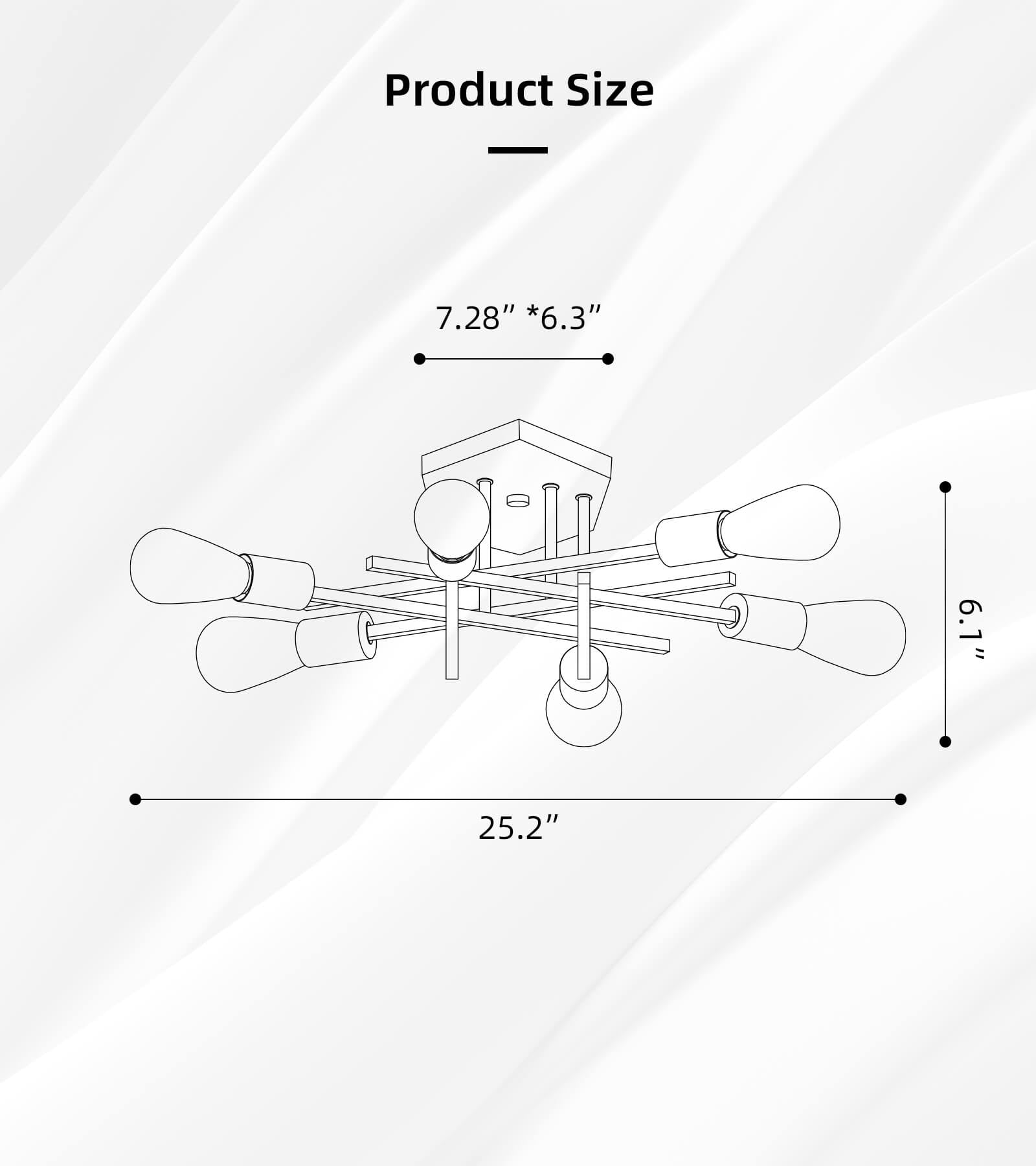 AMZASA Modern Industrial 6-Light Metal Ceiling Light