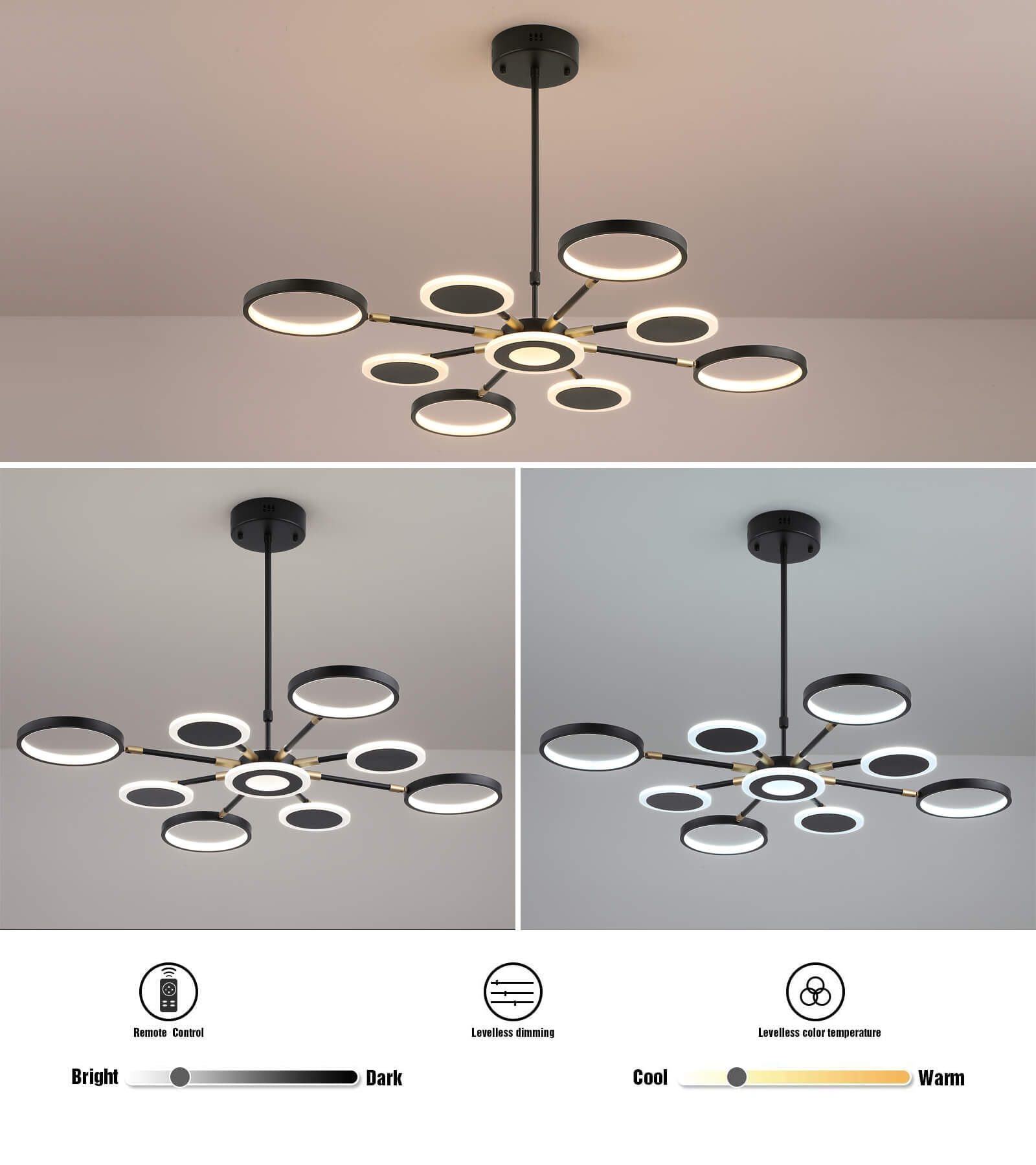 MEIXISUE Modern Sputnik LED 9-Light Chandelier