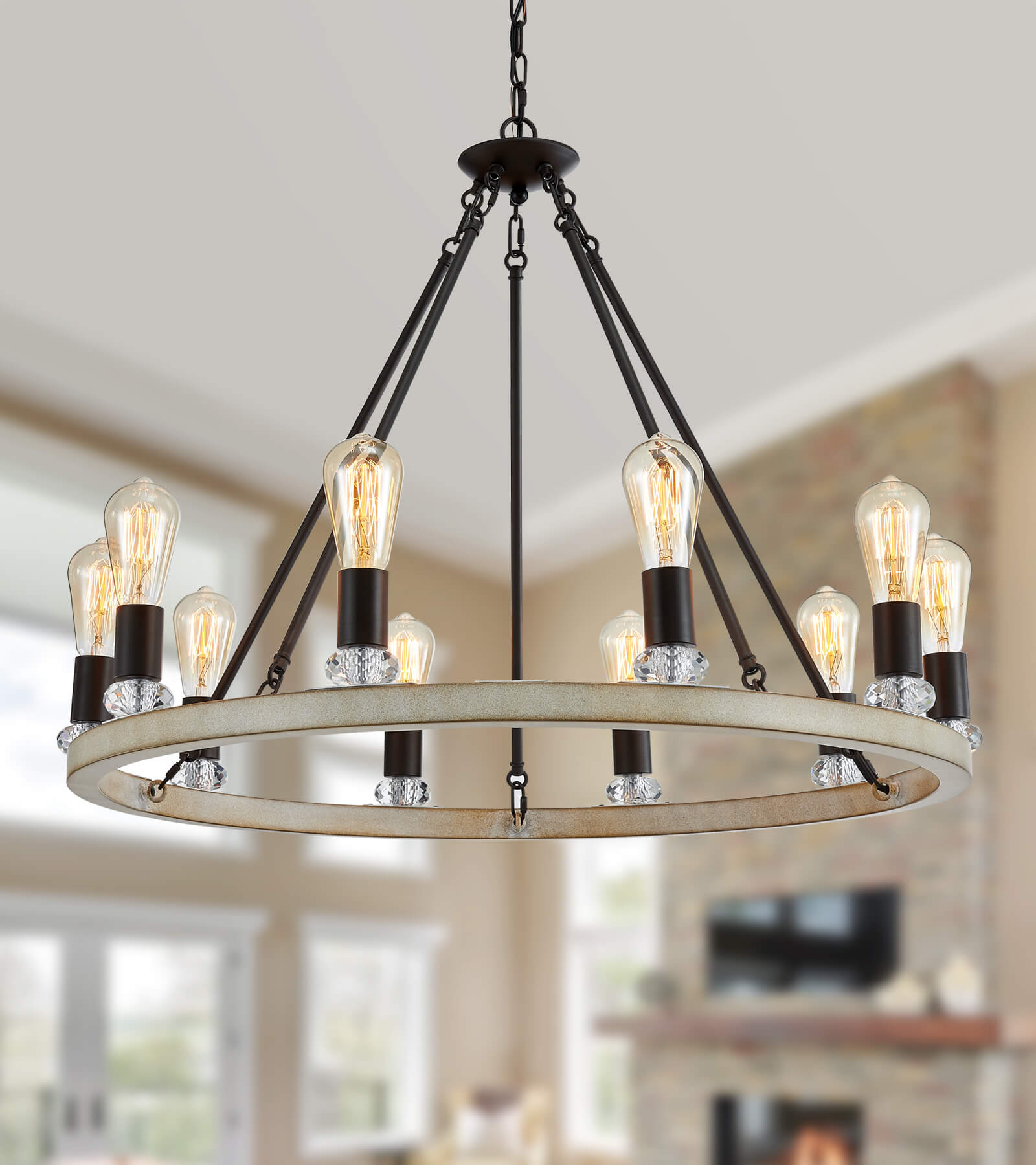 Circular deals farmhouse chandelier