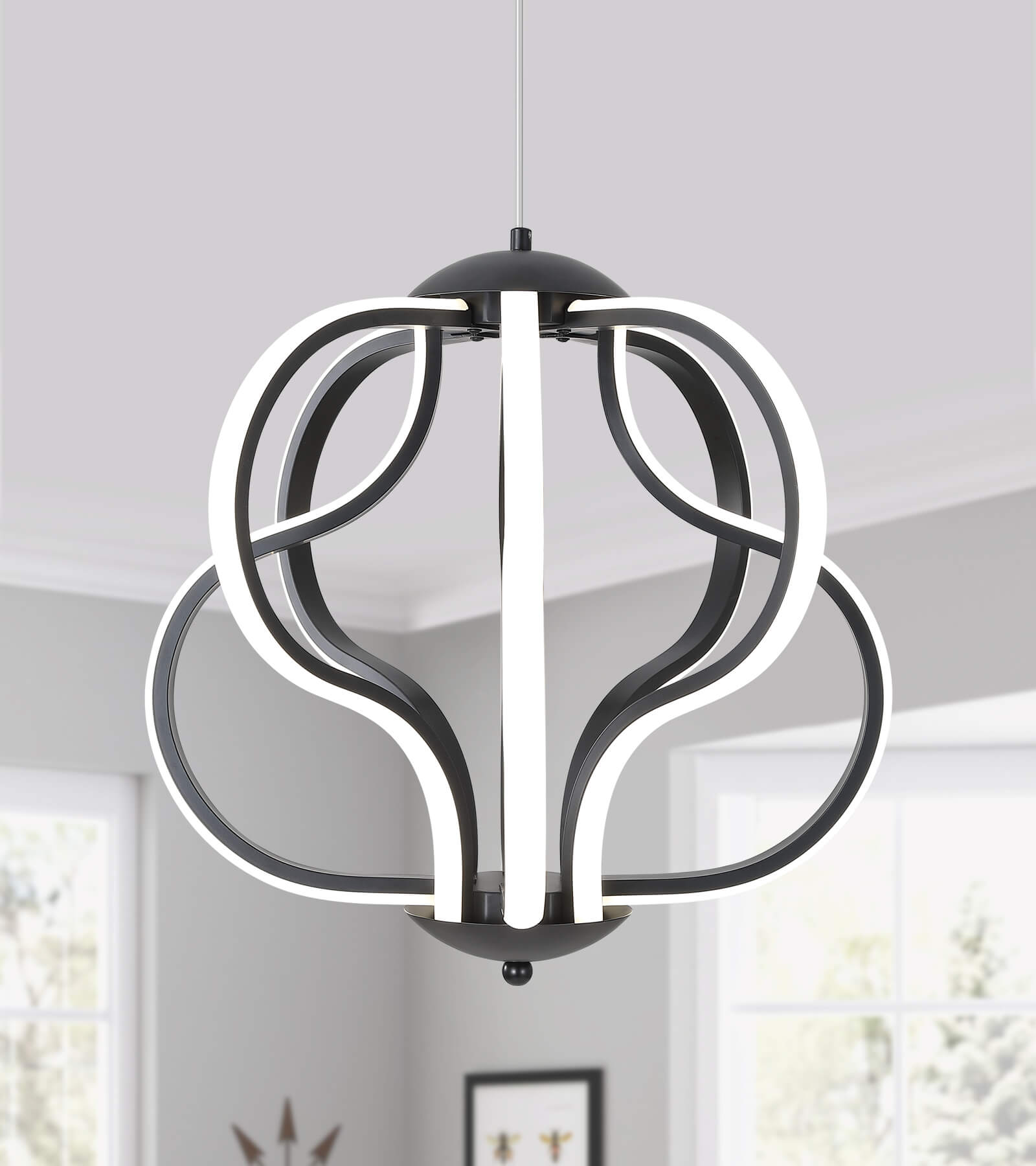 Modern Led Black 8 Lights Chandelier Hanging Pendant Lights