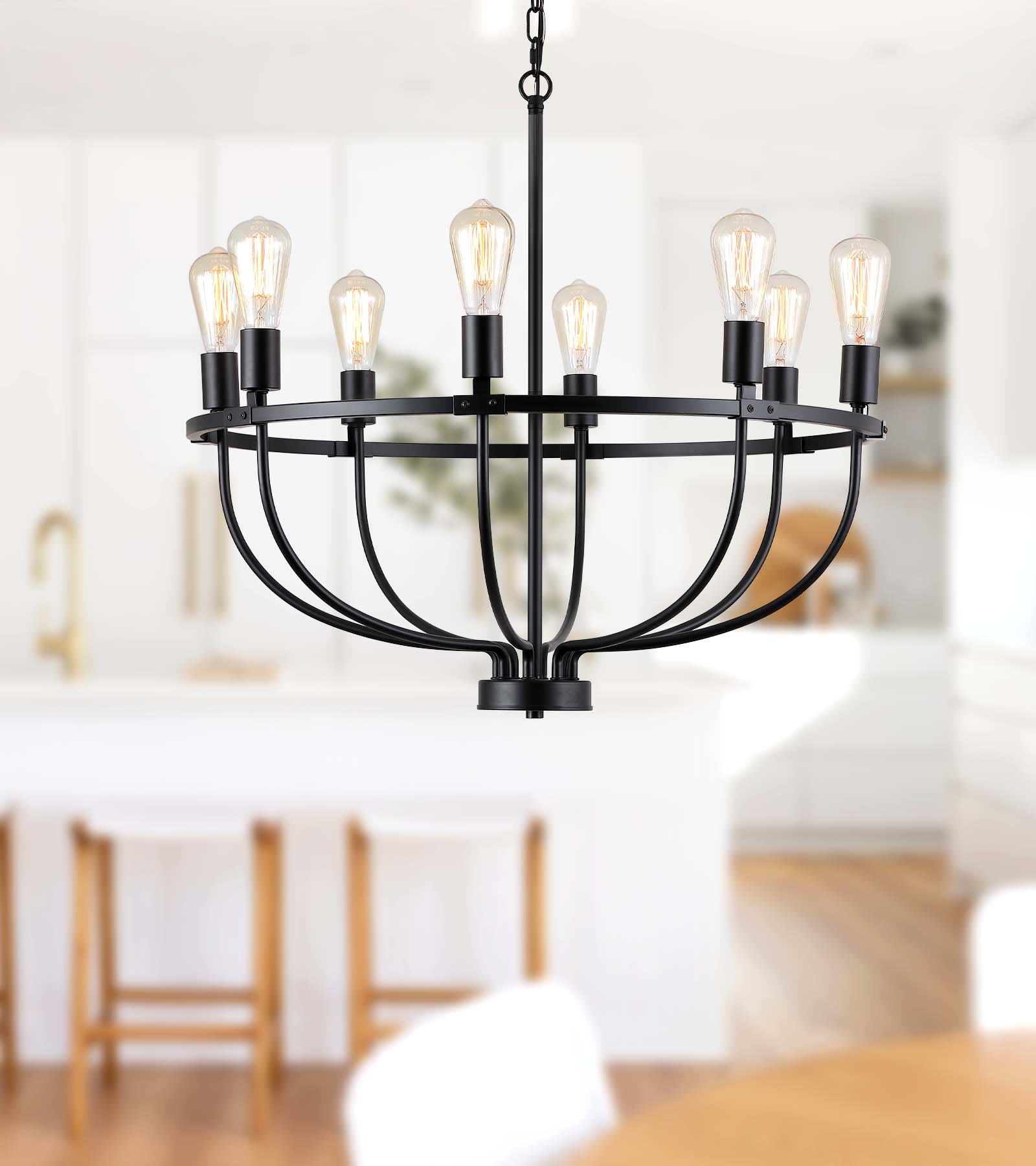 Farmhouse Industrial 8-Light Candle Chandelier