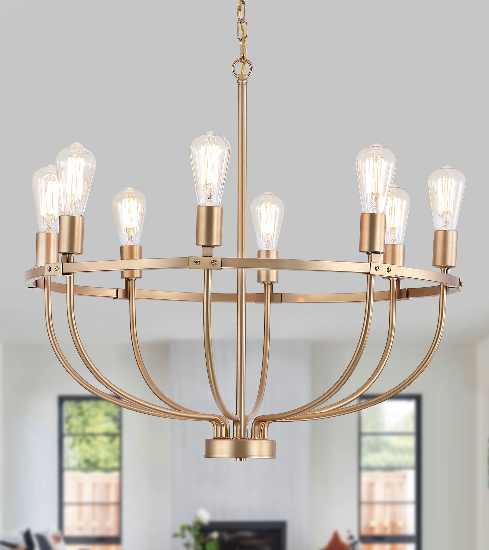 Farmhouse Industrial 8-Light Candle Chandelier