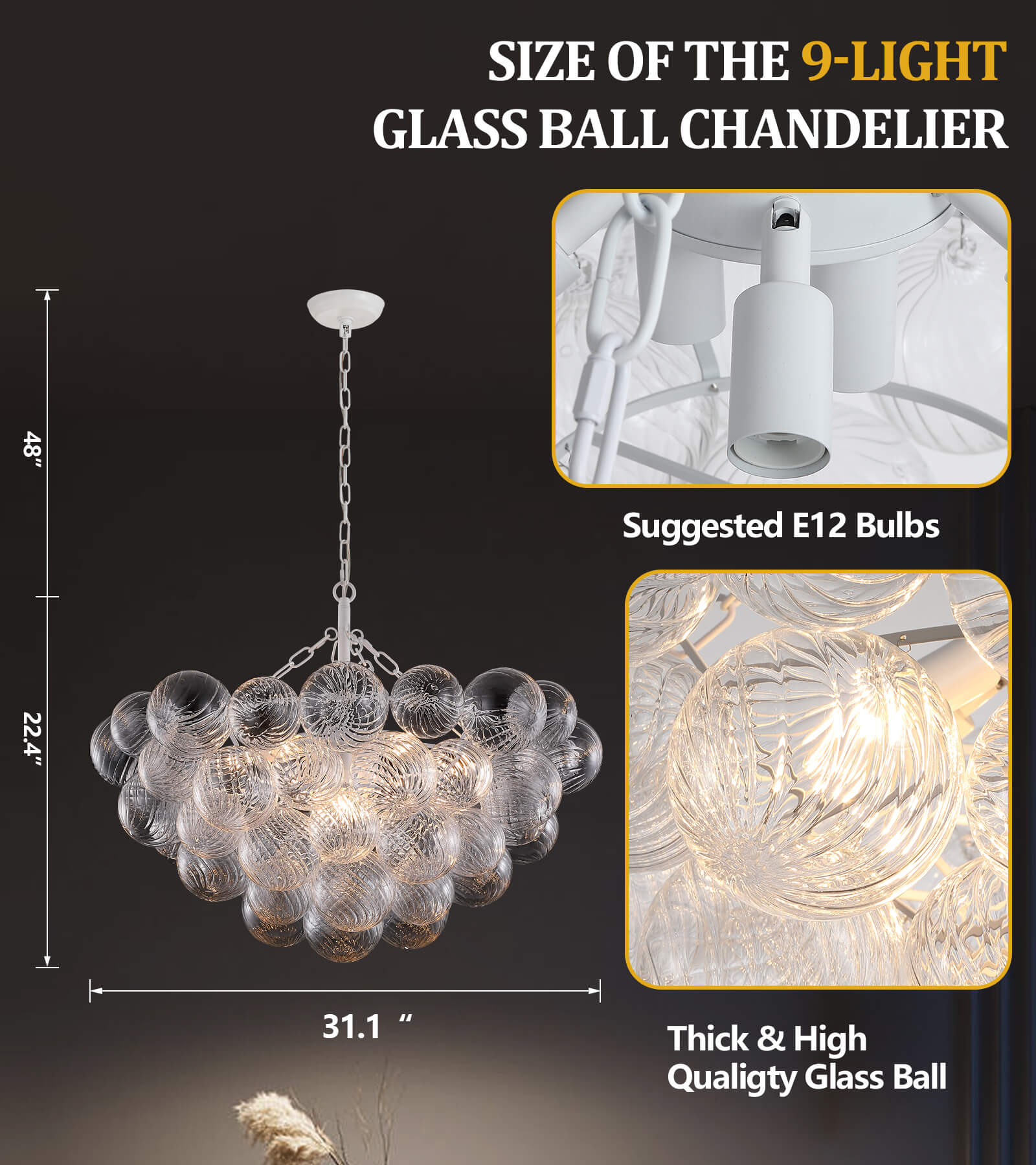 Modern Decorative Bubble Glass Chandelier/Ceiling Light